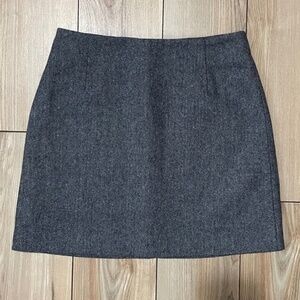 New Grey Herringbone Wool Mini Skirt Chinese M, US XS/2 fit
